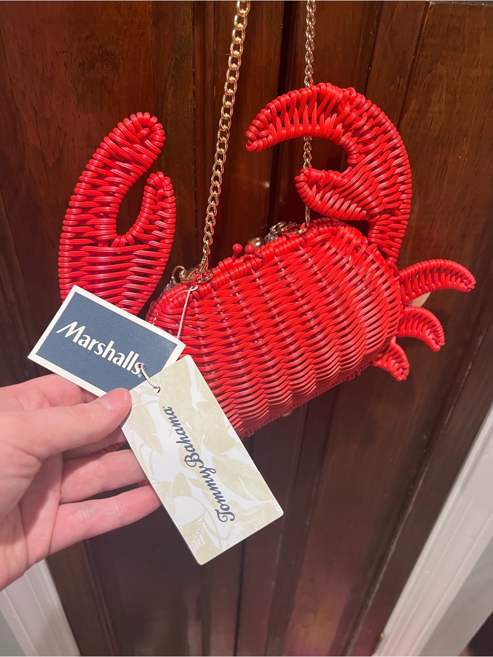 Viral Tommy Bahama Red Crab Woven Crossbody Bag - Picture 5 of 5